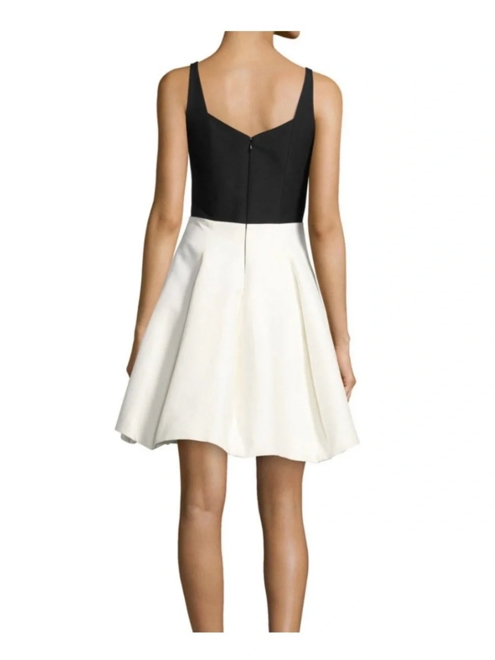 Halston Heritage Sleeveless Geo-Necked Colorblock Cocktail Dress